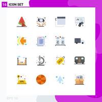 Pack of 16 creative Flat Colors of web design hobbies coding fast forward Editable Pack of Creative Vector Design Elements