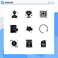 9 User Interface Solid Glyph Pack of modern Signs and Symbols of cloud check decrease base approve Editable Vector Design Elements