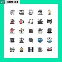 25 User Interface Filled line Flat Color Pack of modern Signs and Symbols of bonfire fire medical trash equipment Editable Vector Design Elements