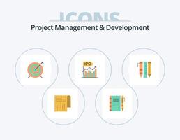 Project Management And Development Flat Icon Pack 5 Icon Design. offer. initial. sketch. business. focus vector