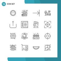 Set of 16 Vector Outlines on Grid for ui gallery party sofa lump Editable Vector Design Elements