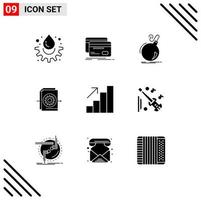 Solid Glyph Pack of 9 Universal Symbols of settings file finance document ddos Editable Vector Design Elements