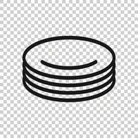 Plate icon in flat style. Dish vector illustration on white isolated background. Tableware business concept.