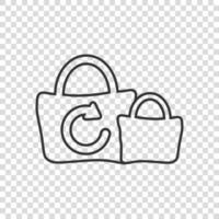 icono de bolsa ecológica en estilo plano. ilustración vectorial ecobag sobre fondo blanco aislado. concepto de negocio de signo de comprador reutilizable. vector