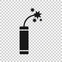 Bomb icon in flat style. Dynamite vector illustration on white isolated background. C4 tnt business concept.