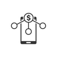 icono de servicios de pago en estilo plano. dinero enviar ilustración vectorial sobre fondo blanco aislado. concepto de negocio de transacciones de teléfonos inteligentes. vector