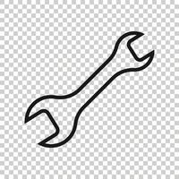 Wrench icon in flat style. Spanner key vector illustration on white isolated background. Repair equipment business concept.