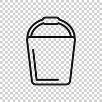 Bucket icon in flat style. Garbage pot vector illustration on white isolated background. Pail business concept.