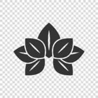 icono de hoja en estilo plano. ilustración de vector de planta sobre fondo blanco aislado. concepto de negocio de signo de flor.