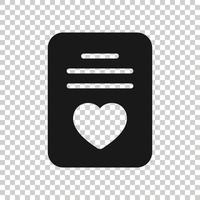 Wishlist icon in flat style. Like document vector illustration on white isolated background. Favorite list business concept.