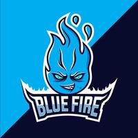diseño de logotipo de esport de mascota azul fuego vector