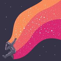 astronauta divirtiéndose hermosa ilustración de diseño con colores cálidos vector