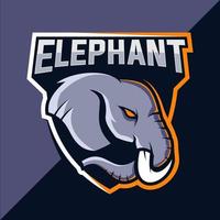 Elephant mascot esport logo design vector