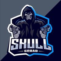 Skull squad with gun mascot esport logo vector