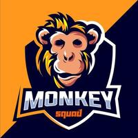 monkey squad esport logo design vector