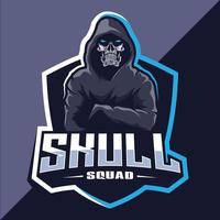 Skull squad with gun mascot esport logo vector