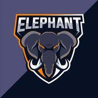 Elephant mascot esport logo design vector