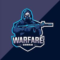 Skull squad with gun mascot esport logo vector