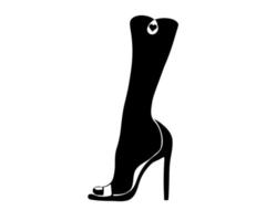 pie femenino blanco y negro en un zapato de tacón. logo de una mujer, zapatería vector