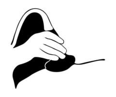 black and white hand doing ultrasound, logo vector