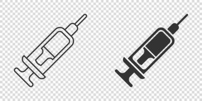 Syringe icon in flat style. Coronavirus vaccine inject vector illustration on isolated background. Covid-19 vaccination sign business concept.