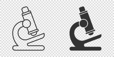 Microscope icon in flat style. Laboratory magnifier vector illustration on isolated background. Biology instrument sign business concept.