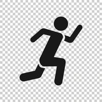 Run people icon in flat style. Jump vector illustration on white isolated background. Fitness business concept.