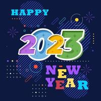 feliz año nuevo 2023 diseño plano simple. diseño moderno y de moda para la pancarta de año nuevo 2023, volante, tarjeta de felicitación y redes sociales vector