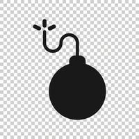 Bomb icon in flat style. Dynamite vector illustration on white isolated background. C4 tnt business concept.