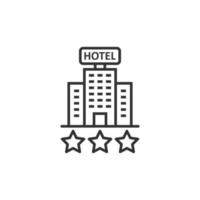 Hotel 3 stars sign icon in flat style. Inn building vector illustration on white isolated background. Hostel room business concept.