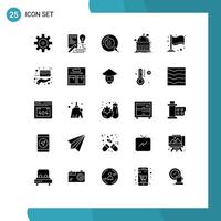 Set of 25 Modern UI Icons Symbols Signs for finish learning fitness education library Editable Vector Design Elements