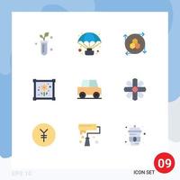 9 Creative Icons Modern Signs and Symbols of travel automobile computer graphics hobby patch Editable Vector Design Elements