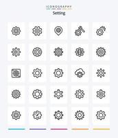 Creative Setting 25 OutLine icon pack  Such As setting. gear. gear. gear. setting vector
