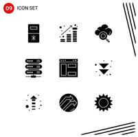 Stock Vector Icon Pack of 9 Line Signs and Symbols for webpage browser cloud storage data Editable Vector Design Elements