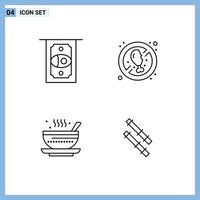 Stock Vector Icon Pack of 4 Line Signs and Symbols for atm hot no meat fresh qehwa Editable Vector Design Elements