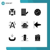 Pictogram Set of 9 Simple Solid Glyphs of network signal letter tower success Editable Vector Design Elements