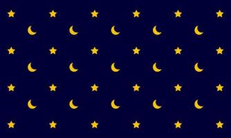 Moon and stars pattern background. Vector illustration.