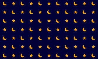Moon and stars pattern background. Vector illustration.