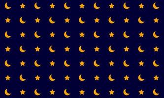 Moon and stars pattern background. Vector illustration.