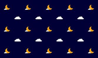 Moon and clouds pattern background. Vector illustration.