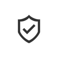 Shield with check mark icon in flat style. Protect vector illustration on white isolated background. Checkmark guard business concept.