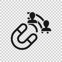 Lead conversion icon in flat style. Attract vector illustration on white isolated background. Magnet business concept.