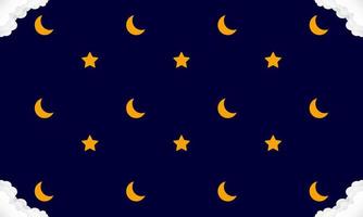Moon and star pattern background. Vector illustration.