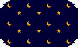 Moon and star pattern background. Vector illustration.