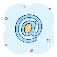 Email message icon in comic style. Mail document cartoon vector illustration on white isolated background. Message splash effect business concept.