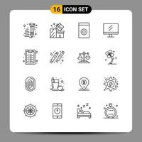 Modern Set of 16 Outlines and symbols such as education school shopping education washer Editable Vector Design Elements