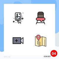 Universal Icon Symbols Group of 4 Modern Filledline Flat Colors of drip ui medical feeding map Editable Vector Design Elements