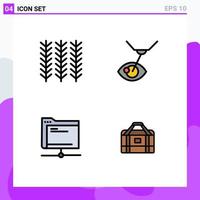 Pack of 4 Modern Filledline Flat Colors Signs and Symbols for Web Print Media such as cereal database wheat laser surgery remote Editable Vector Design Elements