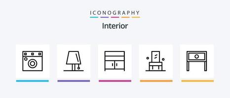 paquete de iconos de línea interior 5 que incluye barricada. interior. interior. mueble. exterior. diseño de iconos creativos vector