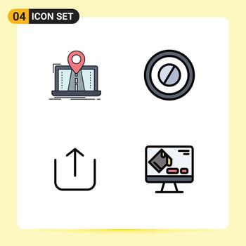 Modern Set of 4 Filledline Flat Colors and symbols such as navigation up gps medicine color Editable Vector Design Elements